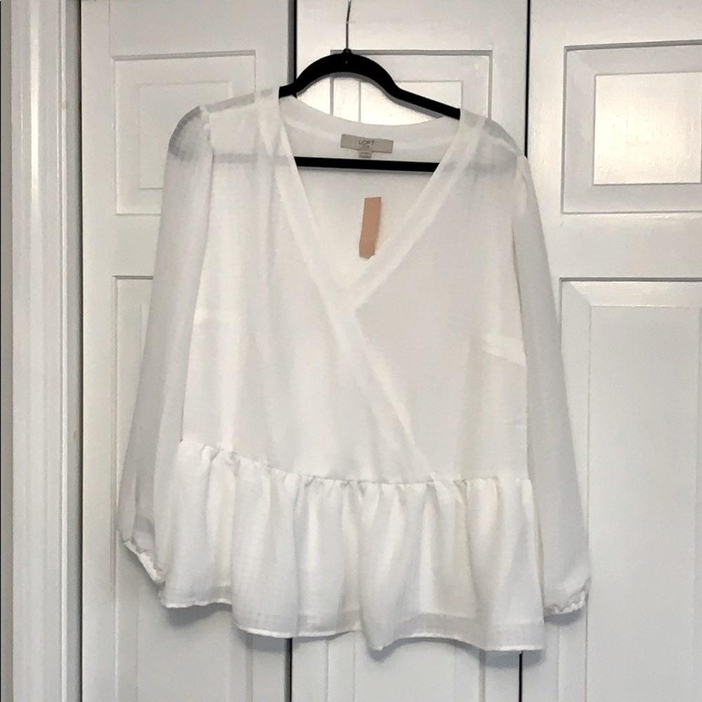 LOFT Plus Checked Peplum Blouse